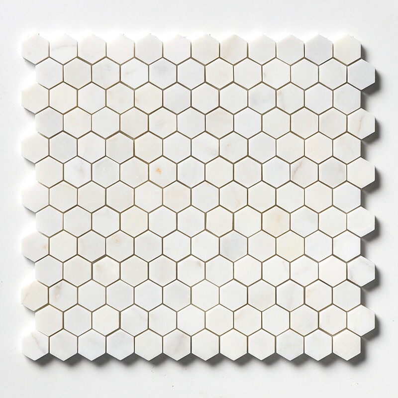 White Pearl Honed Hexagon 1x1 Marble Mosaic 11 1/2x12 1/4