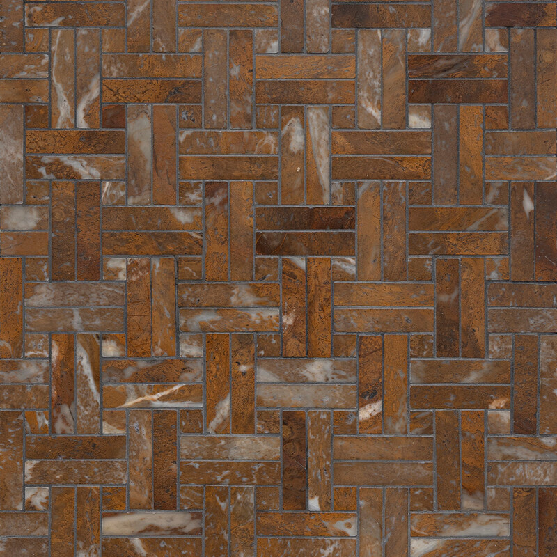 Douz Honed Diagonal Basket Weave Limestone Mosaic 13 3/16x13 3/16