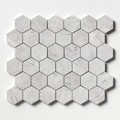 Avalanche Honed Hexagon 2 Marble Mosaic 10 3/8x12