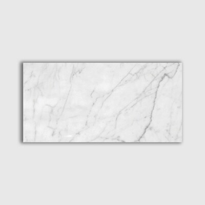 White Carrara Honed  Marble Tile 12x24